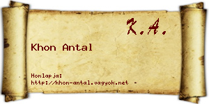 Khon Antal névjegykártya